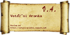 Vetési Aranka névjegykártya